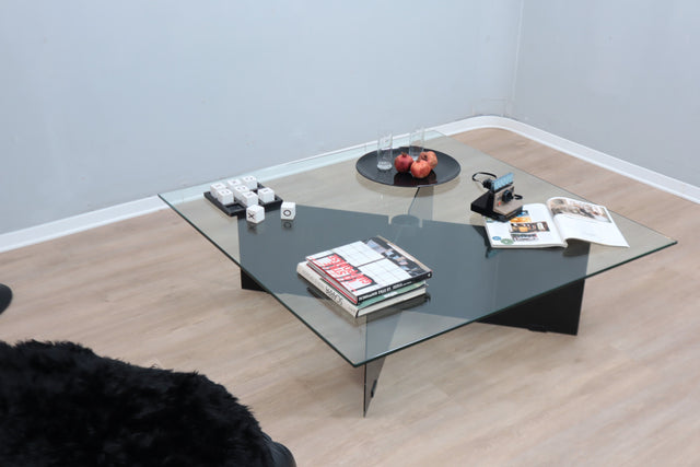 Large 1980s coffee table custom design by Helg & Albini Studio