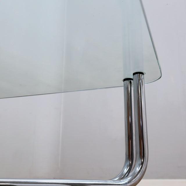 1960s Gianfranco Frattini 784 Cassina chrome & glass coffee table. Table basse chrome verre Frattini Cassina. Frattini 784 Cassina Couchtisch.