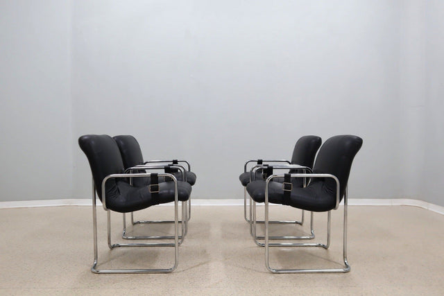 Vintage leather dining chairs Guido Faleschini 1970s