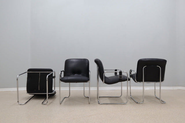 Vintage leather dining chairs Guido Faleschini 1970s