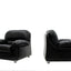 Sormani black leather vintage armchairs 1970s
