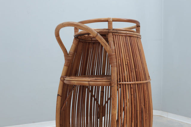 Vintage rattan bar trolley cart set 1950s