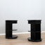Pair of 1980s black lacquered nightstands with rotational ABS drawers. Nachttische Schwarz, mesitas negras, chevets noirs, comodini neri Takahama