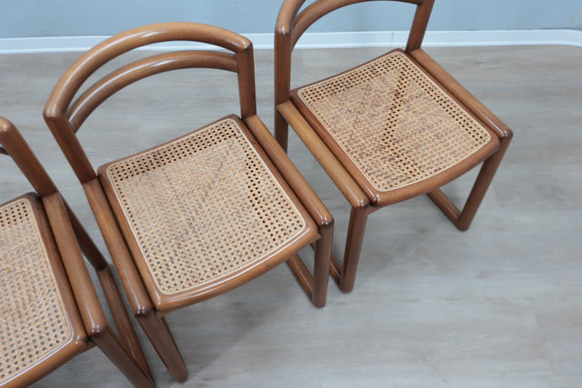 Vintage curved design Vienna straw dining chairs 1970s