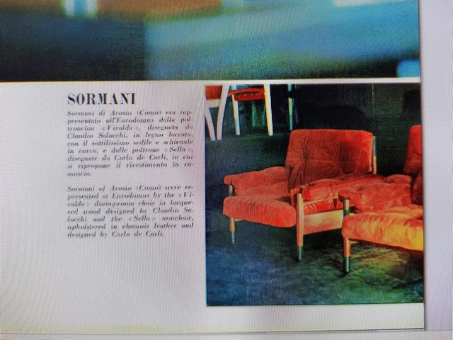 Vintage suede lounge chair with ottoman De Carli, SORMANI 1960s