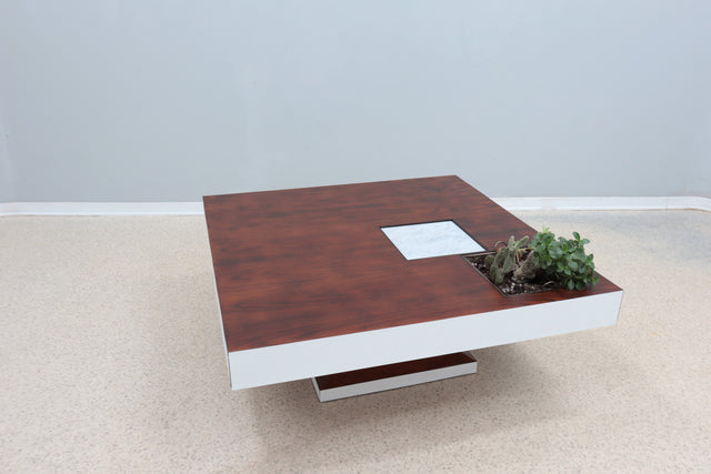 Vintage teak coffee table with plant holder 1960s