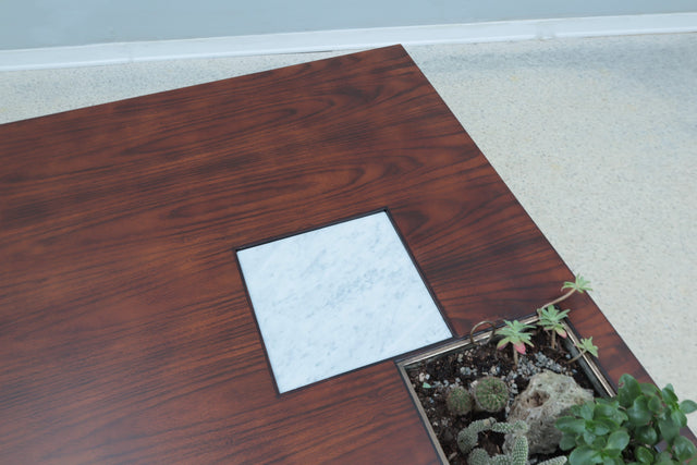 Vintage teak coffee table with plant holder 1960s