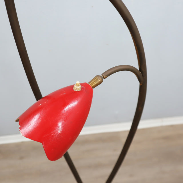 Lampadaire italien des années 1950 Biancardi e Jordan en laiton, marbre vert et réflecteurs fleurs en aluminium coloré