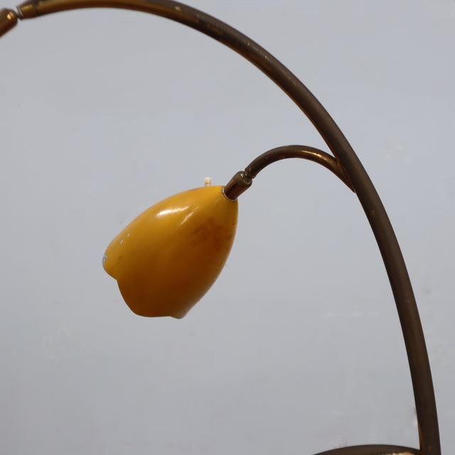 Lampadaire italien des années 1950 Biancardi e Jordan en laiton, marbre vert et réflecteurs fleurs en aluminium coloré