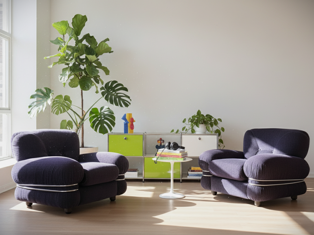 Coppia fauteuil vintage 70s (Italiaanse design fauteuils) cocooning con brede zit e breite Sitzfläche. Sillón vintage años 70 e butacas diseño italiano con asiento ancho cómodo."