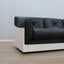 1965 Joe Colombo for Comfort "Golf Club 1002" black leather and white lacquered wood 3-seater sofa. Canapé 3 places "Golf Club 1002" en cuir noir et bois laqué blanc