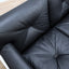 1965 Joe Colombo for Comfort "Golf Club 1002" black leather and white lacquered wood 3-seater sofa. Canapé 3 places "Golf Club 1002" en cuir noir et bois laqué blanc
