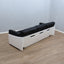 1965 Joe Colombo for Comfort "Golf Club 1002" black leather and white lacquered wood 3-seater sofa. Canapé 3 places "Golf Club 1002" en cuir noir et bois laqué blanc