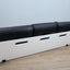 1965 Joe Colombo for Comfort "Golf Club 1002" black leather and white lacquered wood 3-seater sofa. Canapé 3 places "Golf Club 1002" en cuir noir et bois laqué blanc