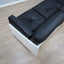 1965 Joe Colombo for Comfort "Golf Club 1002" black leather and white lacquered wood 3-seater sofa. Canapé 3 places "Golf Club 1002" en cuir noir et bois laqué blanc