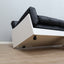 1965 Joe Colombo for Comfort "Golf Club 1002" black leather and white lacquered wood 3-seater sofa. Canapé 3 places "Golf Club 1002" en cuir noir et bois laqué blanc
