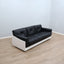 1965 Joe Colombo for Comfort "Golf Club 1002" black leather and white lacquered wood 3-seater sofa. Canapé 3 places "Golf Club 1002" en cuir noir et bois laqué blanc