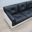 1965 Joe Colombo for Comfort "Golf Club 1002" black leather and white lacquered wood 3-seater sofa. Canapé 3 places "Golf Club 1002" en cuir noir et bois laqué blanc