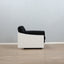 1965 Joe Colombo for Comfort "Golf Club 1002" black leather and white lacquered wood lounge armchair. Fauteuil en cuir noir et bois laqué blanc vintage