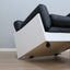 1965 Joe Colombo for Comfort "Golf Club 1002" black leather and white lacquered wood lounge armchair. Fauteuil en cuir noir et bois laqué blanc vintage