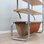Jumbo bookcase by Luigi Massoni for Poltrona Frau. Libreria vintage cuoio anni 70, 70er Regal, étagère rétro chrome, estantería mid-century.