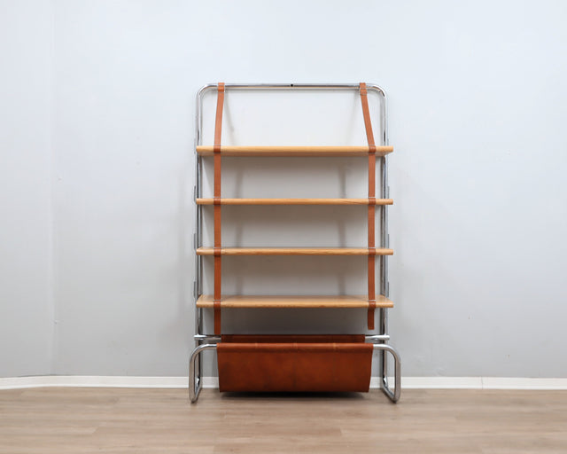 Jumbo bookcase by Luigi Massoni for Poltrona Frau. Libreria vintage cuoio anni 70, 70er Regal, étagère rétro chrome, estantería mid-century.