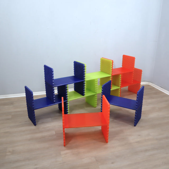1999 Ron Arad for Kartell H&H modular plastic shelving. Étagère modulable H&H Kartell Ron Arad. Ron Arad Kartell H&H Regalsystem 8050.
