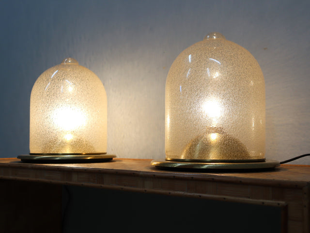 Lampade La Murrina Kuppellampen 70er Murano Pulegoso Glass & Gilded Brass Dome Lamps 70s verre Pulegoso laiton doré