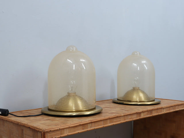 Lampade La Murrina Kuppellampen 70er Murano Pulegoso Glass & Gilded Brass Dome Lamps 70s verre Pulegoso laiton doré