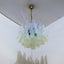 1980s La Murrina chandelier featuring light blue iridescent hand-blown Murano glass petals Lustre avec pétale en verre de Murano