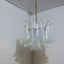 1980s La Murrina chandelier featuring light blue iridescent hand-blown Murano glass petals Lustre avec pétale en verre de Murano