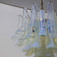 1980s La Murrina chandelier featuring light blue iridescent hand-blown Murano glass petals Lustre avec pétale en verre de Murano