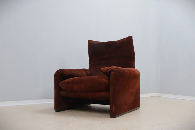 Maralunga armchair in suede leather CASSINA 1970s