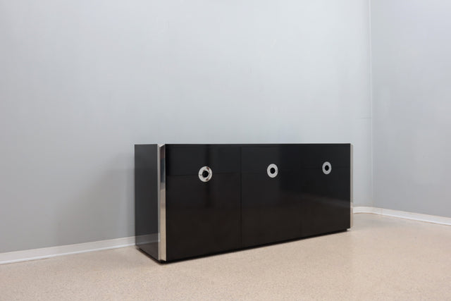 Willy Rizzo black laquered sideboard for Mario Sabot 1970s