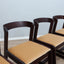 Six 1970s Italian mahogany chairs with golden velvet seats; chaises en acajou et velours; sedie vintage in mogano e velluto; Mahagoni Samt Stühle.