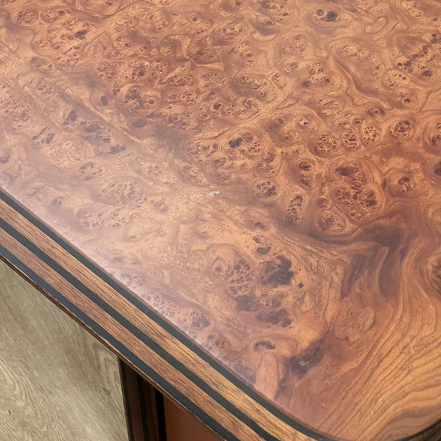 Afra & Tobia Scarpa "Artona" Executive Desk for Maxalto 1975 walnut burl and cognac leather