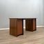 Maxalto Artona desk by Scarpa in walnut burl & cognac leather. Scrivania vintage design italiano. Bureau en loupe de noyer. Luxus Schreibtisch.