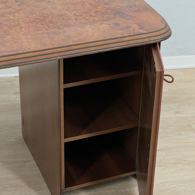 Afra & Tobia Scarpa "Artona" Executive Desk for Maxalto 1975 walnut burl and cognac leather