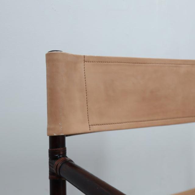 1950s McGuire bamboo and leather director's chair. Chaise metteur en scène McGuire bambou cuir 1950. McGuire Regiestuhl Bambus Leder 1950er.