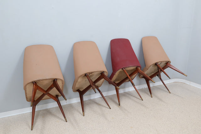 Melchiorre Bega mid century chairs 1950s, set of 4