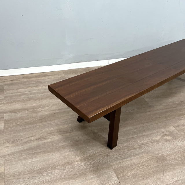 1970s brutalist solid walnut bench by Giovanni Michelucci. Panca noce massello vintage. Banc en noyer massif. 1970er Nussbaum Bank.