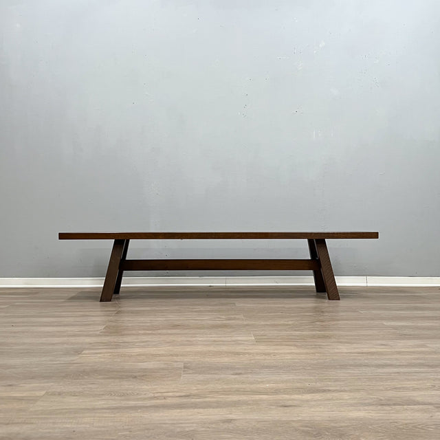 1970s brutalist solid walnut bench by Giovanni Michelucci. Panca noce massello vintage. Banc en noyer massif. 1970er Nussbaum Bank.