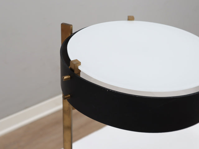 1950s O-luce table lamp by Tito Agnoli in brass & black metal. Lampada vintage ottone, Tischleuchte 50er, lampe design, lámpara mid-century retro
