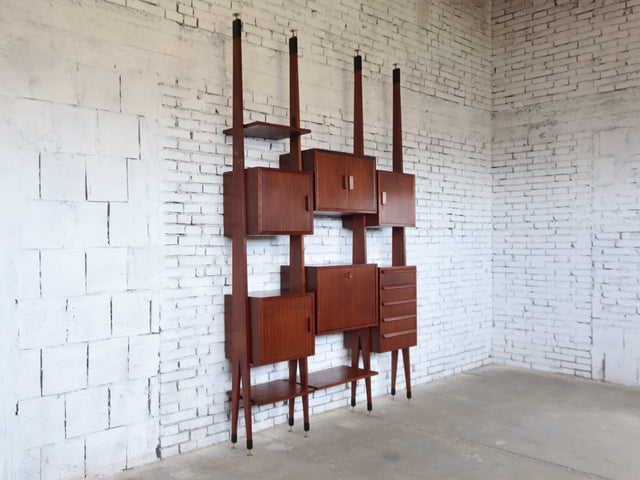 Mid century Italian design ceiling wall-unit bookcase 1950s