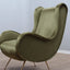 1950s Italian armchair Senior Zanuso style green velvet