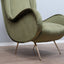 1950s Italian armchair Senior Zanuso style green velvet