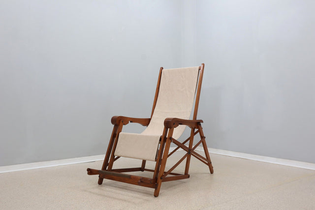 Mid century F.lli Castelli folding deck chair 1940s