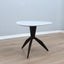 1950s Italian organic tripod coffee table, ebonized wood base, hand-shaped Carrara marble. Tavolino vintage marmo bianco. Couchtisch Marmor Design.