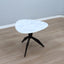 1950s Italian organic tripod coffee table, ebonized wood base, hand-shaped Carrara marble. Tavolino vintage marmo bianco. Couchtisch Marmor Design.