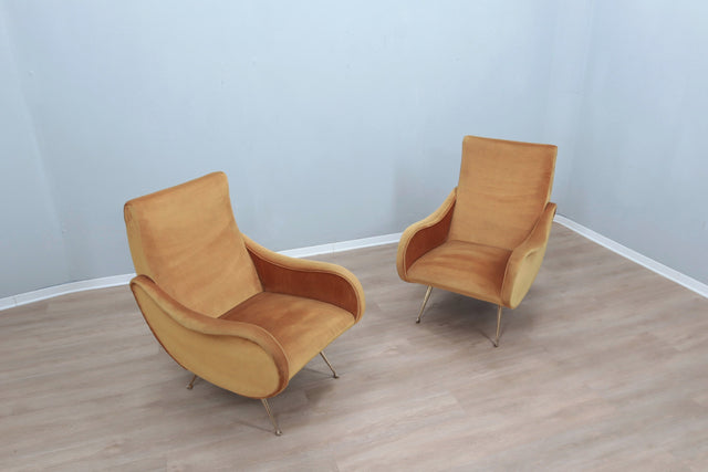 Mid century Lady style velvet armchairs 1950s